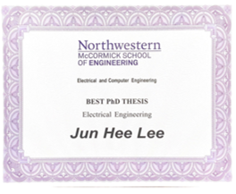 Dr. Jun Hee Lee win Best Ph.D. Thesis Award