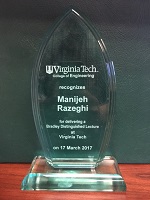 Virginia Tech College of Engineering recognizes Manijeh Razeghi for delivering a Bradley Distinguished Lecture  given to Manineh Razeghi